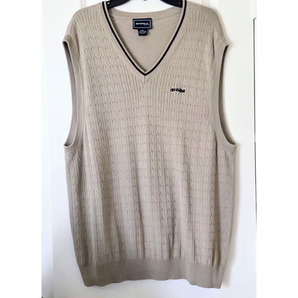 Bolle Golf  Knit 100% Cotton Vest Beige XXL Men's spring classic Grandpa Chic